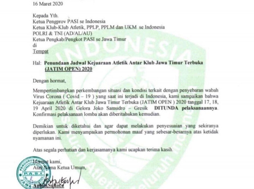 Pembatalan Jatim Open 2020 - iMSPORT